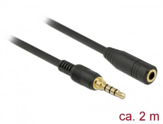 DeLock Stereo Jack Extension Cable 3.5mm 4 pin male to female 2m Black
