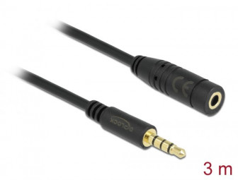 DeLock Stereo Jack Extension Cable 3.5mm 4 pin male to female 3 m Black