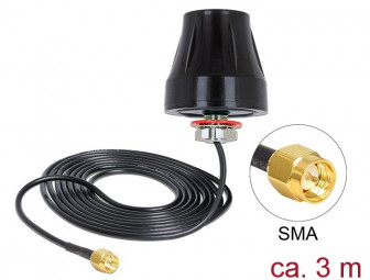 DeLock TE Antenna SMA 2 dBi 3 m RG-174 omnidirectional black outdoor Black