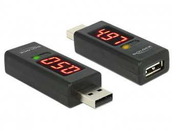 DeLock USB 2.0 A male > A female with LED indicator for Volt and Ampere adapter
