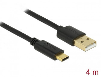 DeLock USB 2.0 cable Type-A to Type-C 4m Black