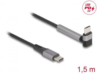 DeLock USB 2.0 Cable USB Type-C male to male angled with stand function PD 3.0 60W 1,5m Black