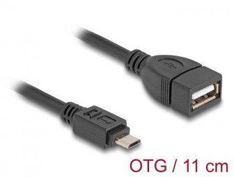 DeLock USB 2.0 OTG Cable Type Micro-B male to Type-A female 11cm Black