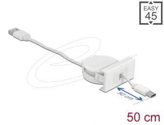 DeLock USB 2.0 Retractable Cable USB Type-A to USB Type-C 0,5m White