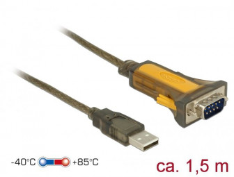 DeLock USB 2.0 Type-A male > 1xSerial RS-232 DB9 extended temperature range