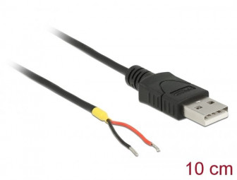DeLock USB 2.0 Type-A male > 2 x open wires power 10 cm Raspberry Pi cable Black