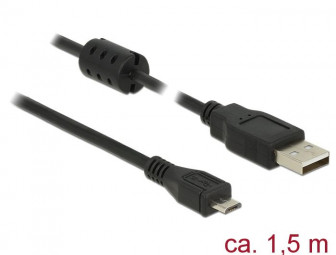 DeLock USB 2.0 Type-A male > USB 2.0 Micro-B male 1,5m cable Black