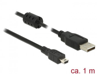 DeLock USB 2.0 Type-A male > USB 2.0 Mini-B male 1m cable Black