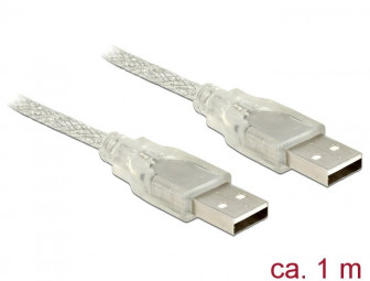 DeLock USB 2.0 Type-A male > USB 2.0 Type-A male 1m Transparent