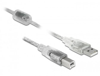 DeLock USB 2.0 Type-A male > USB 2.0 Type-B male 1m cable Transparent