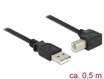 DeLock USB 2.0 Type-A male > USB 2.0 Type-B male angled 0,5m Black Cable