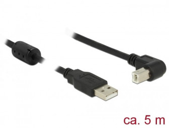 DeLock USB 2.0 Type-A male > USB 2.0 Type-B male angled 5m Black