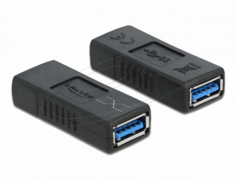 DeLock USB 3.0 Adapter Type-A female to Type-A female (crossed) Black