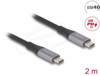 DeLock USB 40 Gbps Cable USB Type-C male to male PD 3.1 240W E-Marker 2m Grey metal