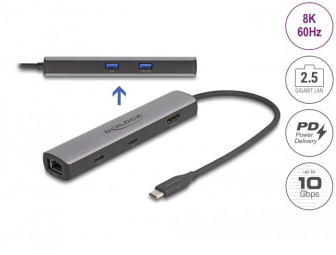 DeLock USB 40 Gbps USB Type-C Docking Station 8K - HDMI / USB 10 Gbps / 2.5 Gigabit LAN / PD 3.0 100 W