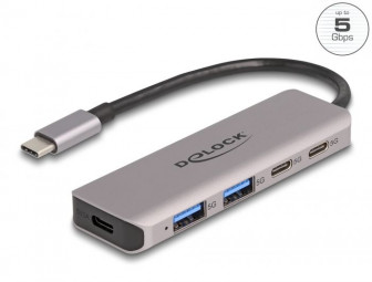 DeLock USB 5 Gbps 2 Port USB Type-C and 2 Port Type-A Hub with USB Type-C connector