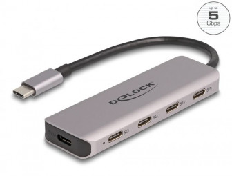 DeLock USB 5 Gbps 4 Port USB Type-C Hub with USB Type-C connector Grey