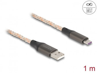 DeLock USB-A to USB-C male/male cable 1m RGB