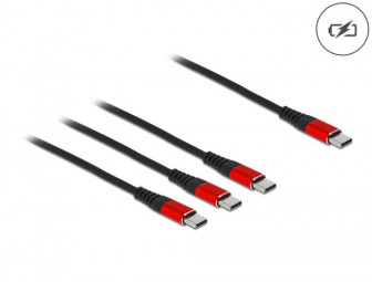 DeLock USB-C to 3xUSB-C male/male cable 0,3m Black