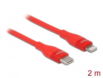 DeLock USB-C to Lightning male/male cable 2m Red