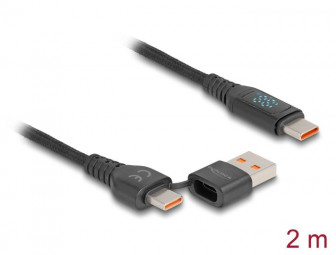 DeLock USB-C to USB-A/USB-C male/male cable 1,2m Black