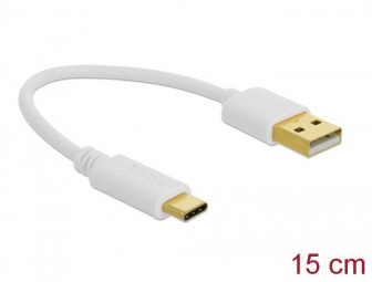 DeLock USB Charging Cable Type-A to USB Type-C 15cm Whte