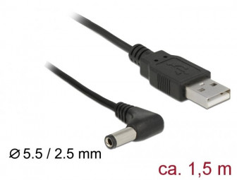 DeLock USB Power Cable to DC 5.5 x 2.5 mm male 90° 1,5m