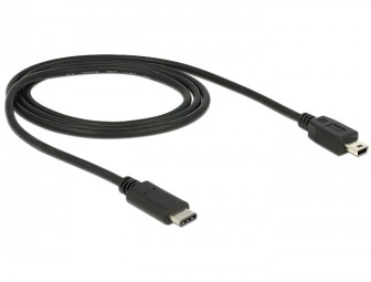 DeLock USB Type-C 2.0 - USB2.0 miniB Black 1m
