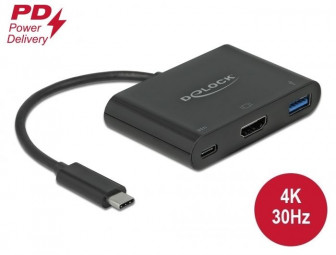 DeLock USB Type-C Adapter to HDMI 4K 30 Hz with USB Type-A and USB Type-C PD
