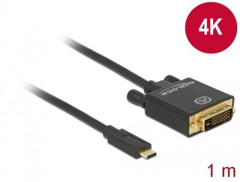 DeLock USB Type-C male > DVI-D (Single Link) (DP Alt Mode) 4K 30 Hz 1m Black