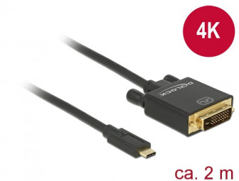 DeLock USB Type-C male > DVI-D (Single Link) male (DP Alt Mode) 4K 30 Hz 2m Black