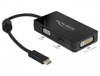 DeLock USB Type-C Stecker > VGA/HDMI/DVI Buchse schwarz adapter