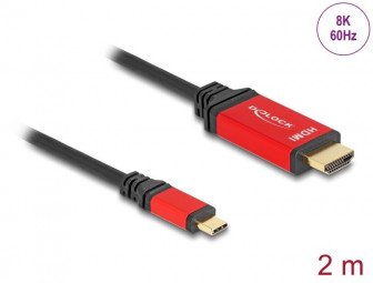 DeLock USB Type-C to HDMI Cable (DP Alt Mode) 8K 60 Hz with HDR function 2m Black/Red