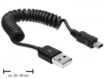 DeLock USB2.0-A anya > USB mini apa spirál kábel