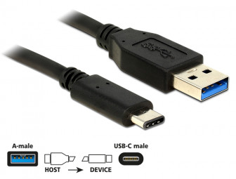 DeLock USB3.1 (Gen.2) 10Gbps A - USB Type-C kábel 1m Black
