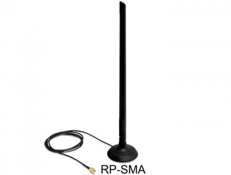 DeLock WLAN 802.11 b/g/n Antenna RP-SMA 6.5 dBi Omnidirectional Joint With Magnetic Stand