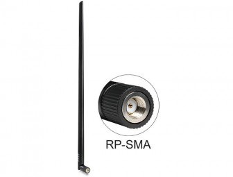 DeLock WLAN 802.11 b/g/n Antenna RP-SMA plug 9 dBi omnidirectional with tilt joint Black