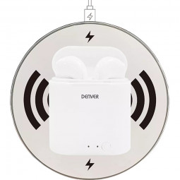 Denver TWQ-40P True wireless Bluetooth earbuds + charging pad White