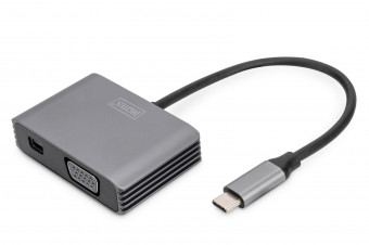 Digitus DA-70825 USB Type-C to VGA/miniDisplayPort 4K/30Hz Graphics Adapter Silver