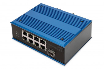 Digitus DN-651133 8-Port 10/100Base-TX(PoE) to 100Base-FX Industrial PoE Switch Blue