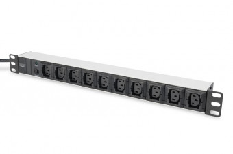 Digitus DN-95404 aluminum outlet strip 10 outlets 2m supply IEC C14 plug