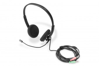 Digitus On Ear Office Headset with Noise Reduction 2x3.5 mm Stereo Black