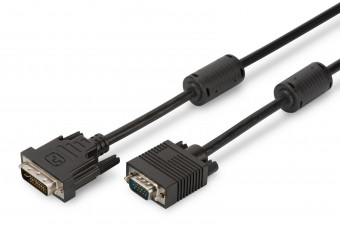 Assmann DVI adapter cable, DVI(24+5) - HD15, 2x ferrit