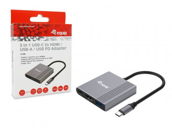 EQuip 133488 3in1 USB-C to HDMI/USB-A/USB PD Adapter