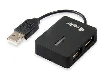 EQuip 4 Ports Travel USB Hub Black