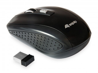 EQuip Optical Wireless 4-Button Travel Mouse Black