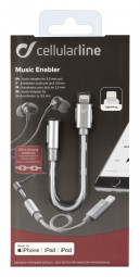 Cellularline Extra durable Music Enabler adapter from Lightning connector to 3.5 mm jack, MFI certification, gray