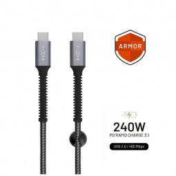 FIXED Armor Cable USB-C/USB-C 1.2 m 240W gray