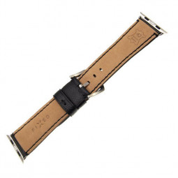 FIXED Berkeley leather strap for Apple Watch 42 mm and 44 mm with silver buckle, black