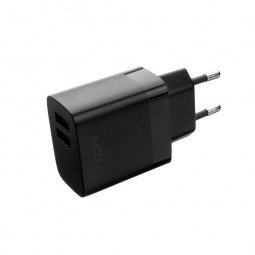 FIXED Dual USB Travel Charger 17W + USB/USB-C Cable Black